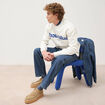 Sweat droit col rond manches longues ecru homme
