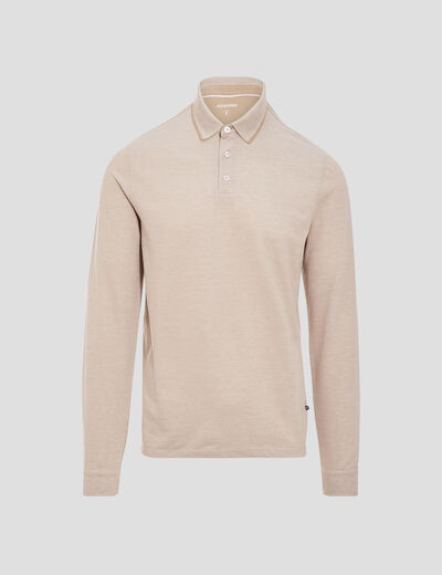 Polo manches longues beige homme