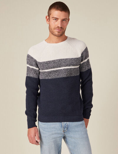 Pull manches longues fabriqué en France ecru homme