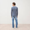 Pull col rond bleu gris homme