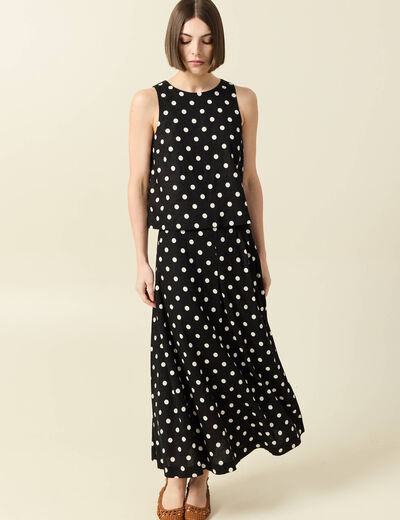 Jupe longue &eacute;vas&eacute;e noir femme