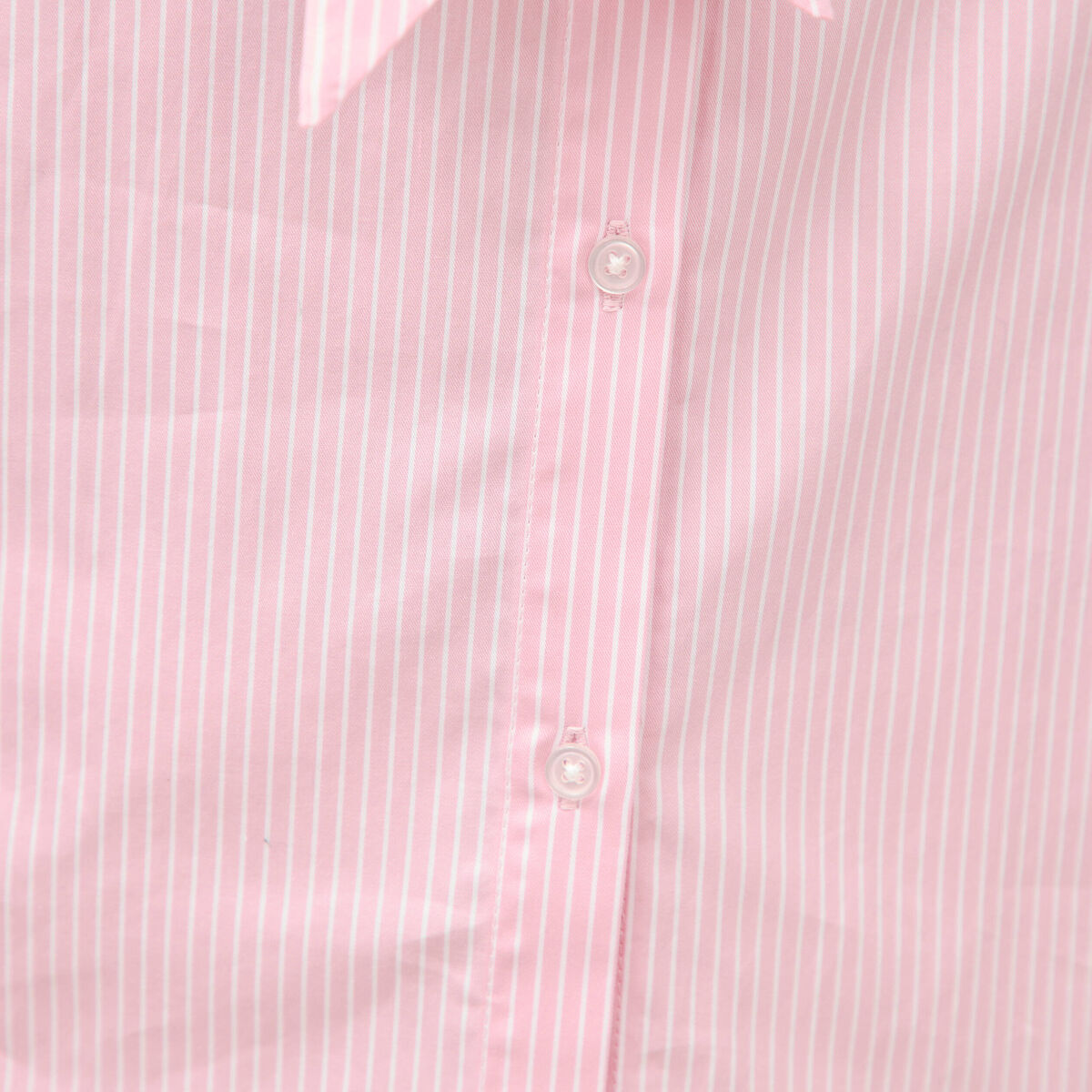 Chemise droite col noeud manches longues rose poudr&eacute;e femme