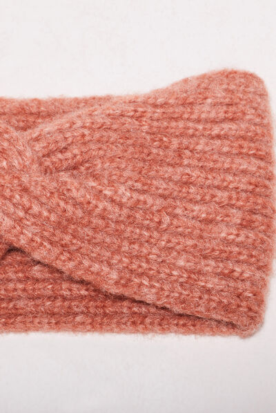 Bandeau tricoté rouge clair femme