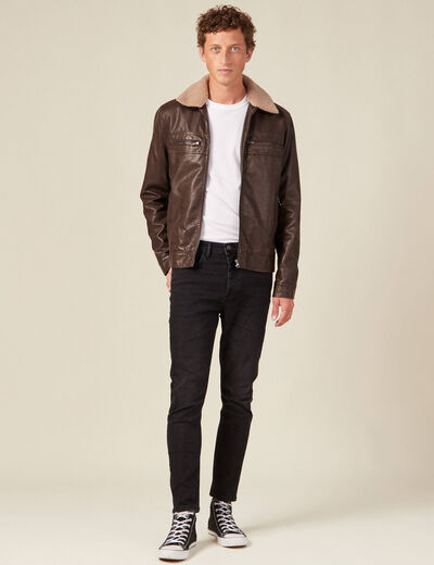 Jeans tapered 5 poches denim noir homme