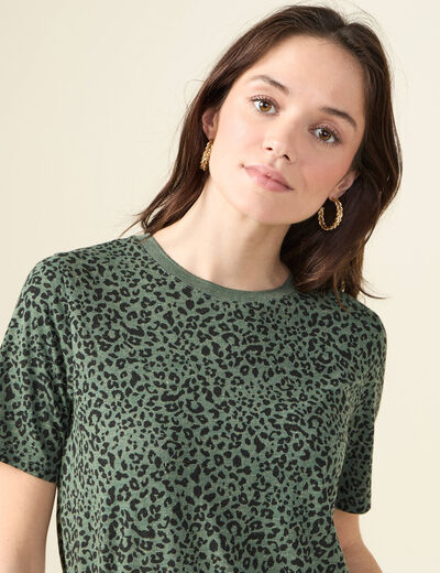 T-shirt manches courtes vert kaki femme