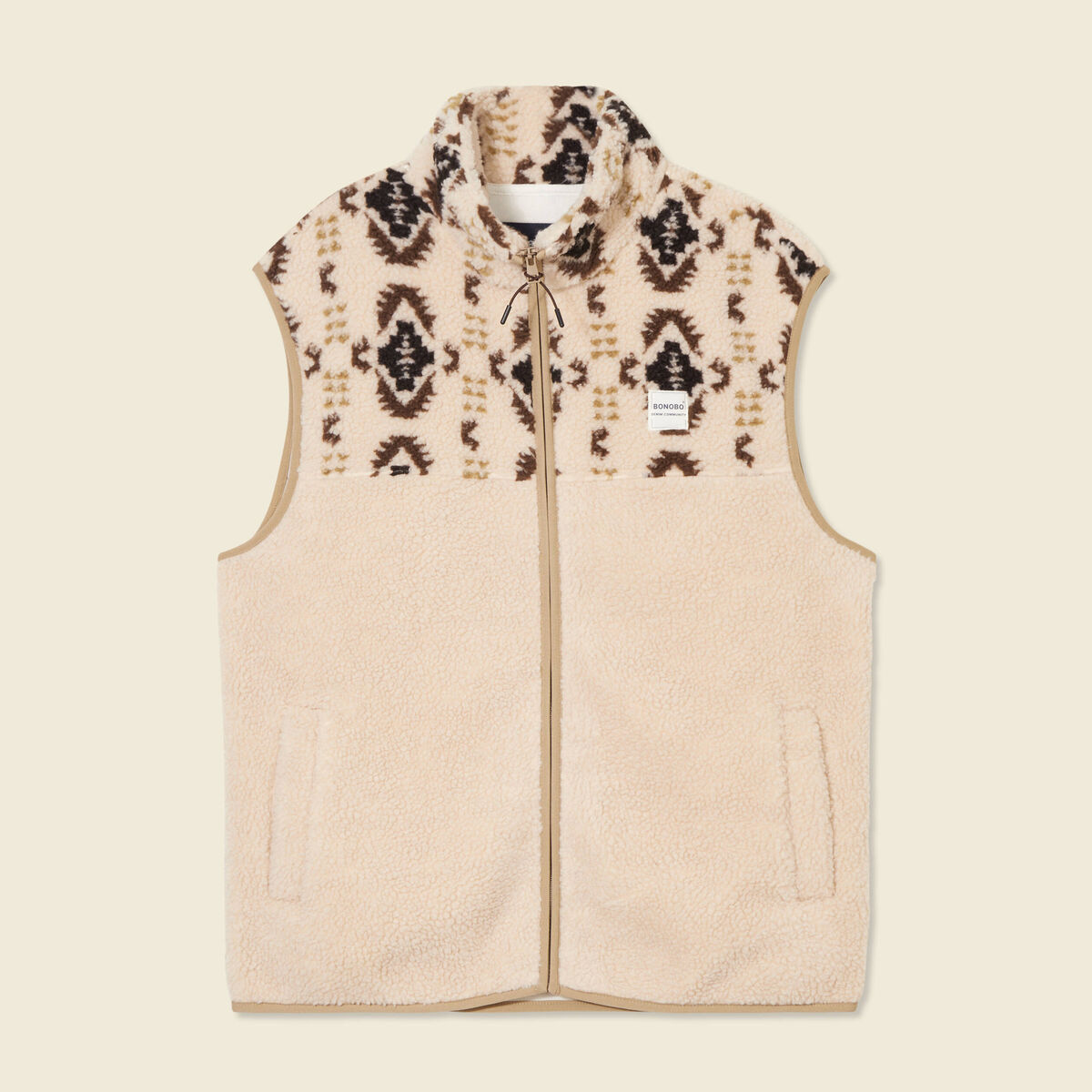 Gilet sans manches zippé ecru homme