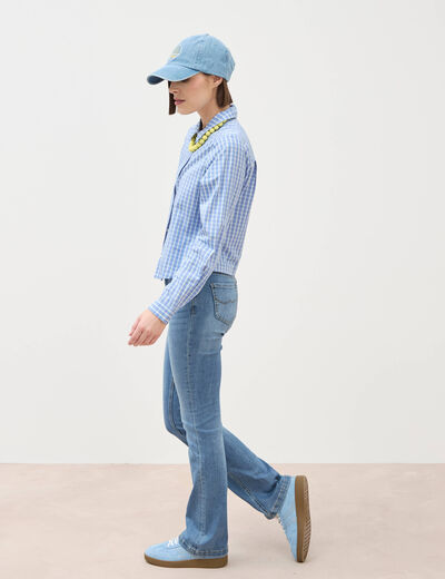 Jeans bootcut taille haute denim used femme