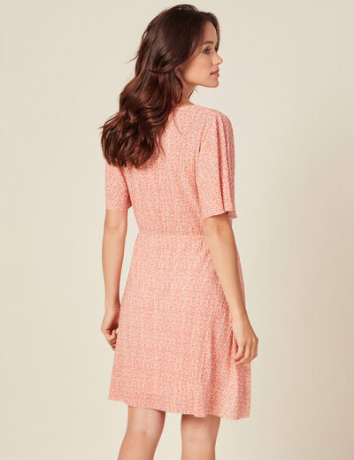 Robe trapèze plissée orange femme