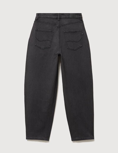 Jeans barrel taille haute 7/8&egrave;me denim gris femme