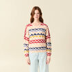 Pull col rond manches longues ecru femme