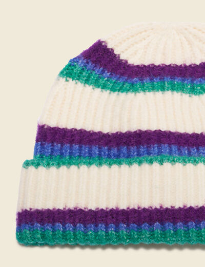 Bonnet tricoté ecru femme