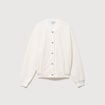 Veste droite manches longues tweed ecru femme