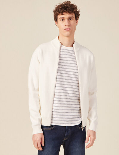 Gilet manches longues zippé ecru homme