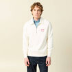 Sweat manches longues col zipp&eacute; en coton ecru homme
