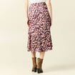 Jupe midi évasée fluide marron femme