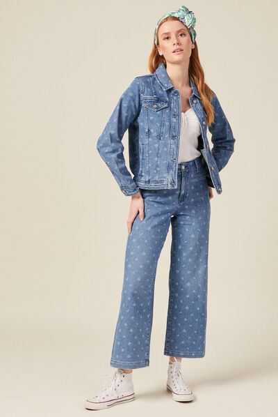 Veste boutonnée denim bleach femme