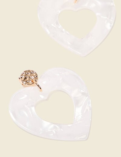 Boucles d'oreilles pendantes ecru femme