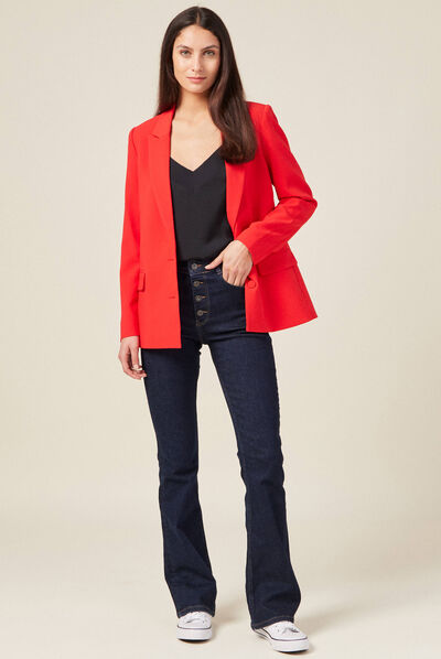 Veste esprit blazer cintrée rouge foncé femme