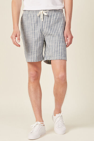 Bermuda droit élastiqué bleu homme