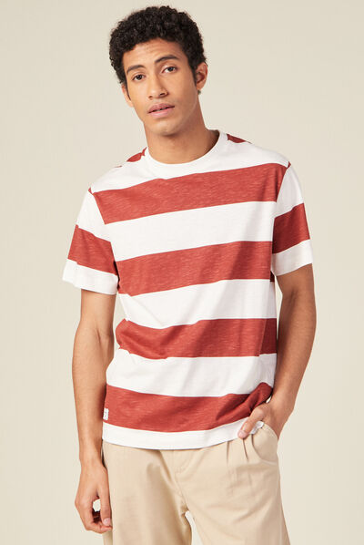 T-shirt manches courtes marron cognac homme