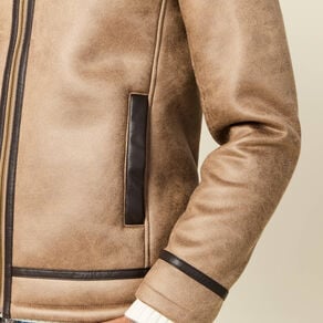 Blouson suédine zippé marron foncé homme