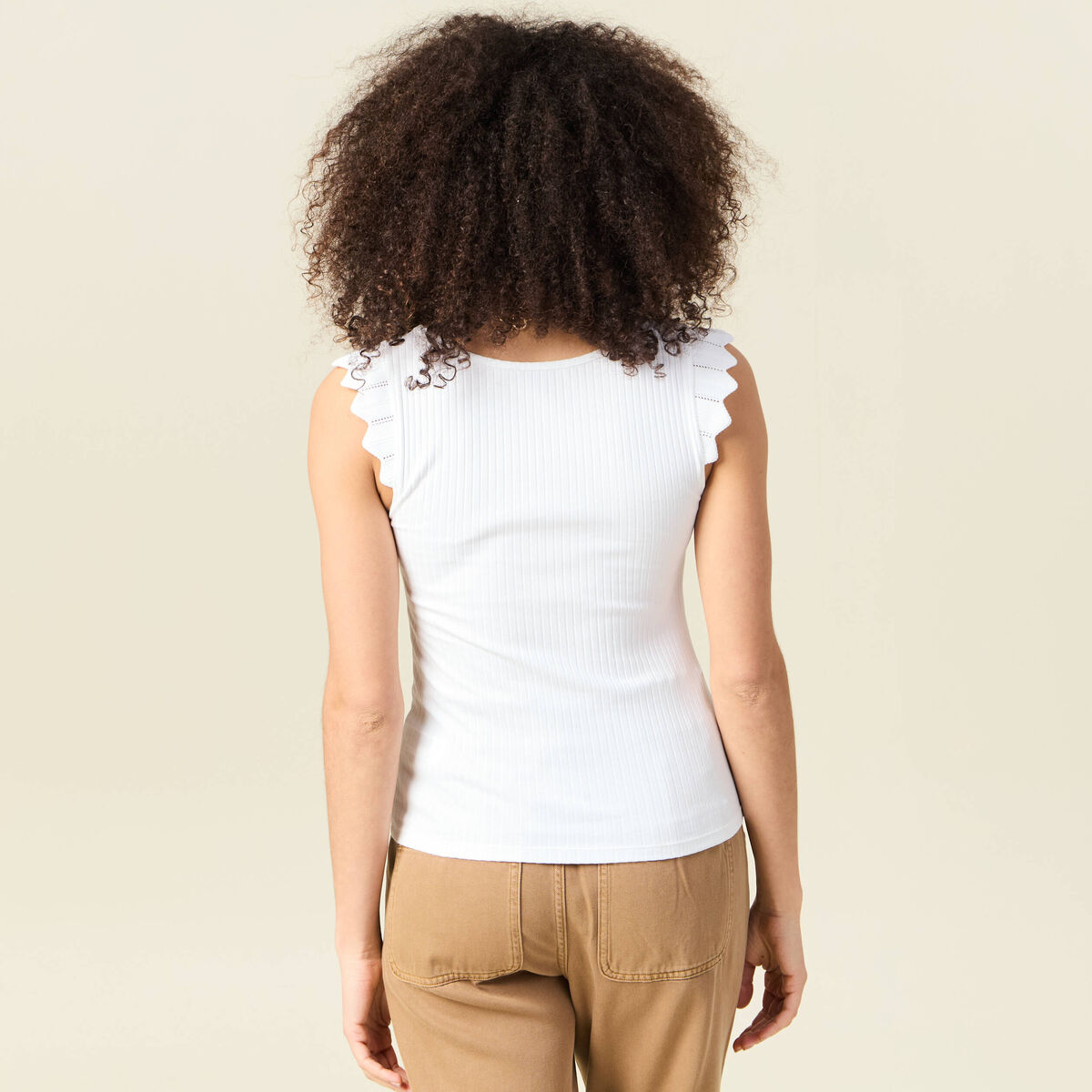 Débardeur bretelles larges blanc femme