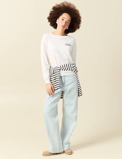 Pull col rond Atelier Beguin x Bonobo ecru femme