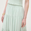 Jupe longue &eacute;vas&eacute;e en coton doubl&eacute;e vert pastel femme