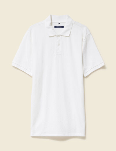 Polo cintr&eacute; en coton manches courtes blanc homme