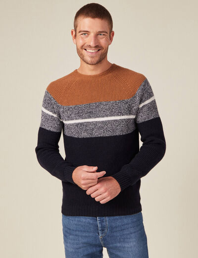 Pull manches longues fabriqué en France marron homme