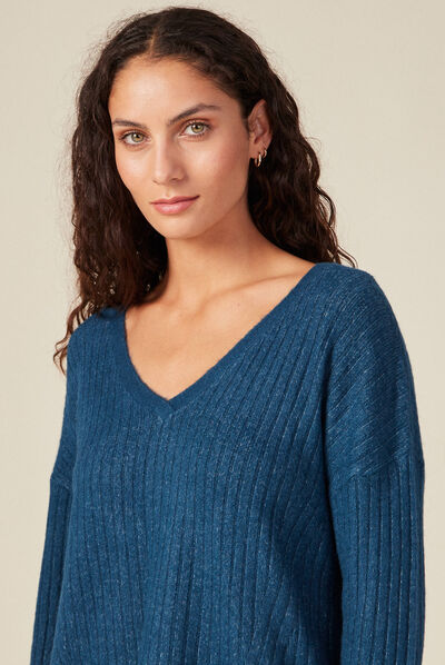 Pull éco-responsable bleu canard femme