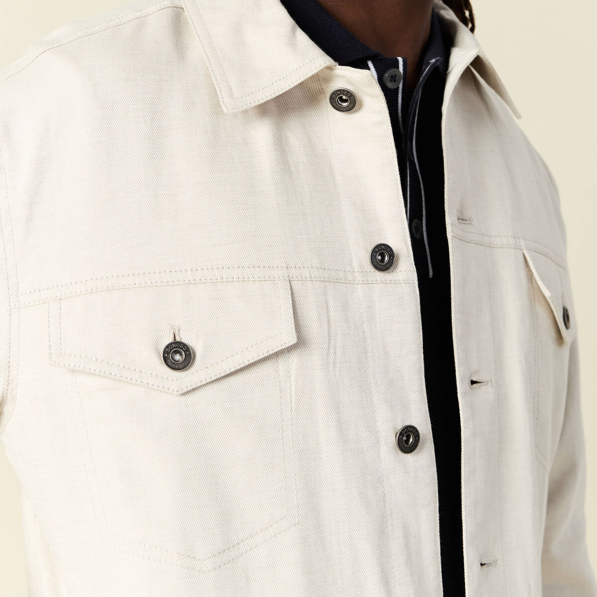 Veste boutonnée sable homme