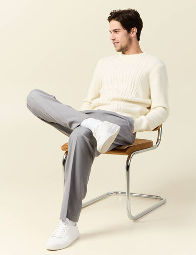 Pull manches longues ecru homme