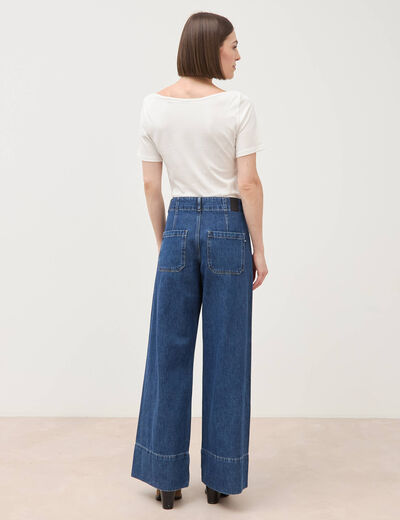 Jeans loose taille haute en coton denim used femme