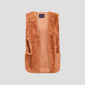 veste droite fausse fourrure marron femme Veste droite fausse fourrure marron femme