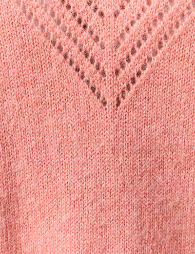 Pull manches longues fabriqué en France rose pastel femme
