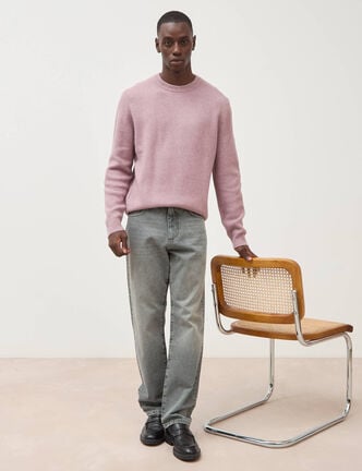 Jeans straight longueur 32 en coton denim gris homme