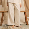 Pantalon large taille haute sable femme