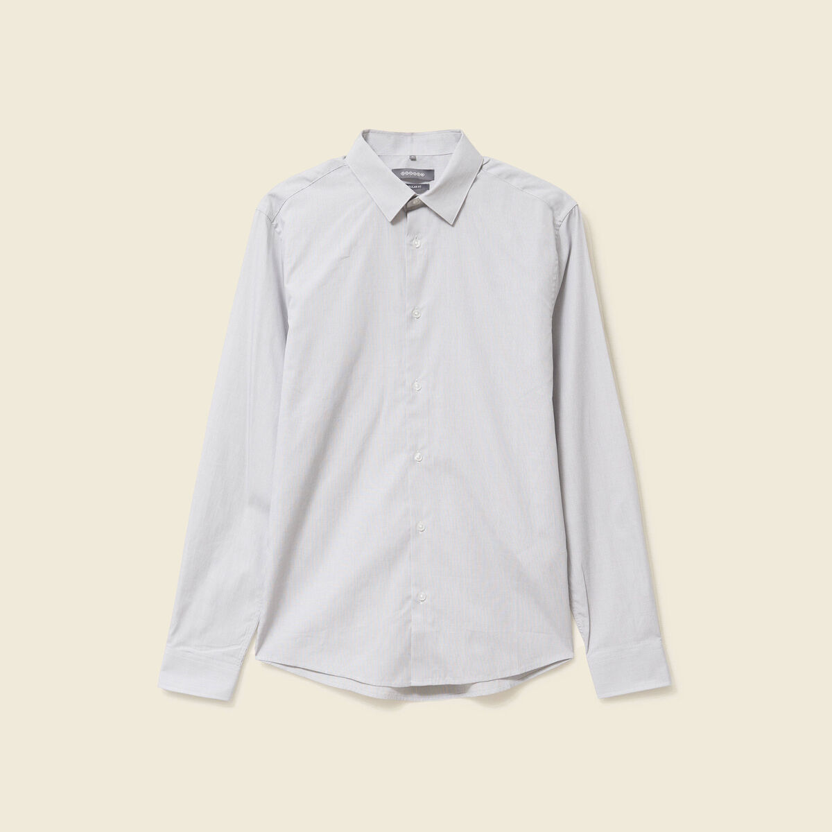 Chemise en coton manches longues gris fonc&eacute; homme