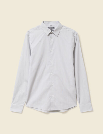 Chemise en coton manches longues gris fonc&eacute; homme