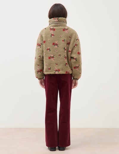 Blouson oversize sherpa col montant vert femme