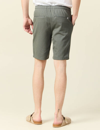 Short droit avec cordon vert kaki homme
