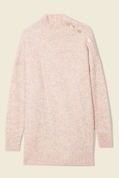 Pull long oversize orange foncé femme