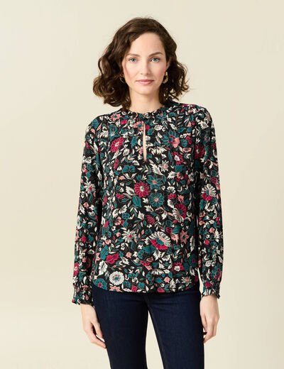 Blouse manches longues noir femme