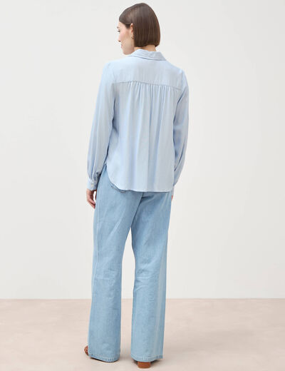 Blouse manches longues bleu femme