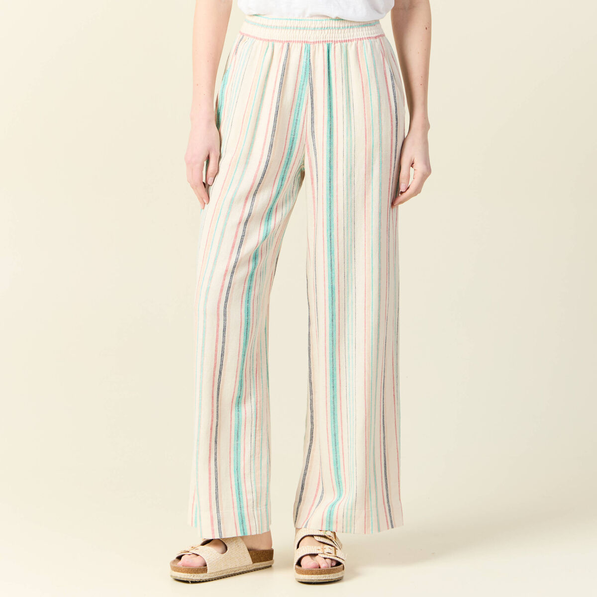 Pantalon large fluide blanc femme