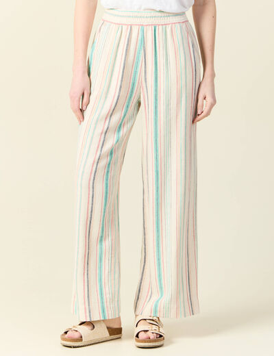 Pantalon large fluide blanc femme