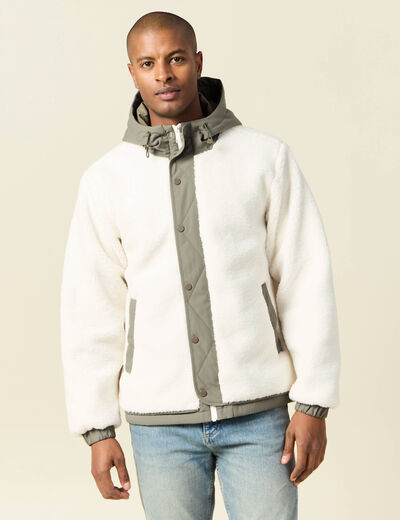 Blouson à capuche ecru homme