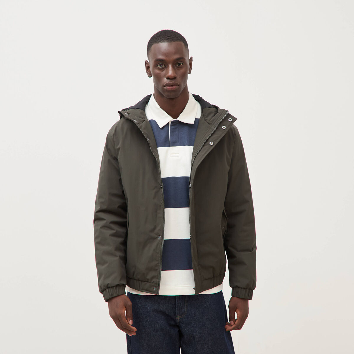 Parka coupe r&eacute;guli&egrave;re &agrave; capuche vert kaki homme