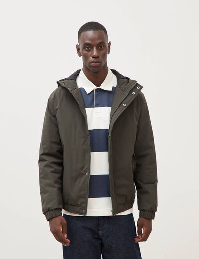Parka coupe r&eacute;guli&egrave;re &agrave; capuche vert kaki homme